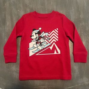 DISNEY Mickey Mouse Skiing Thermal Shirt NWOT